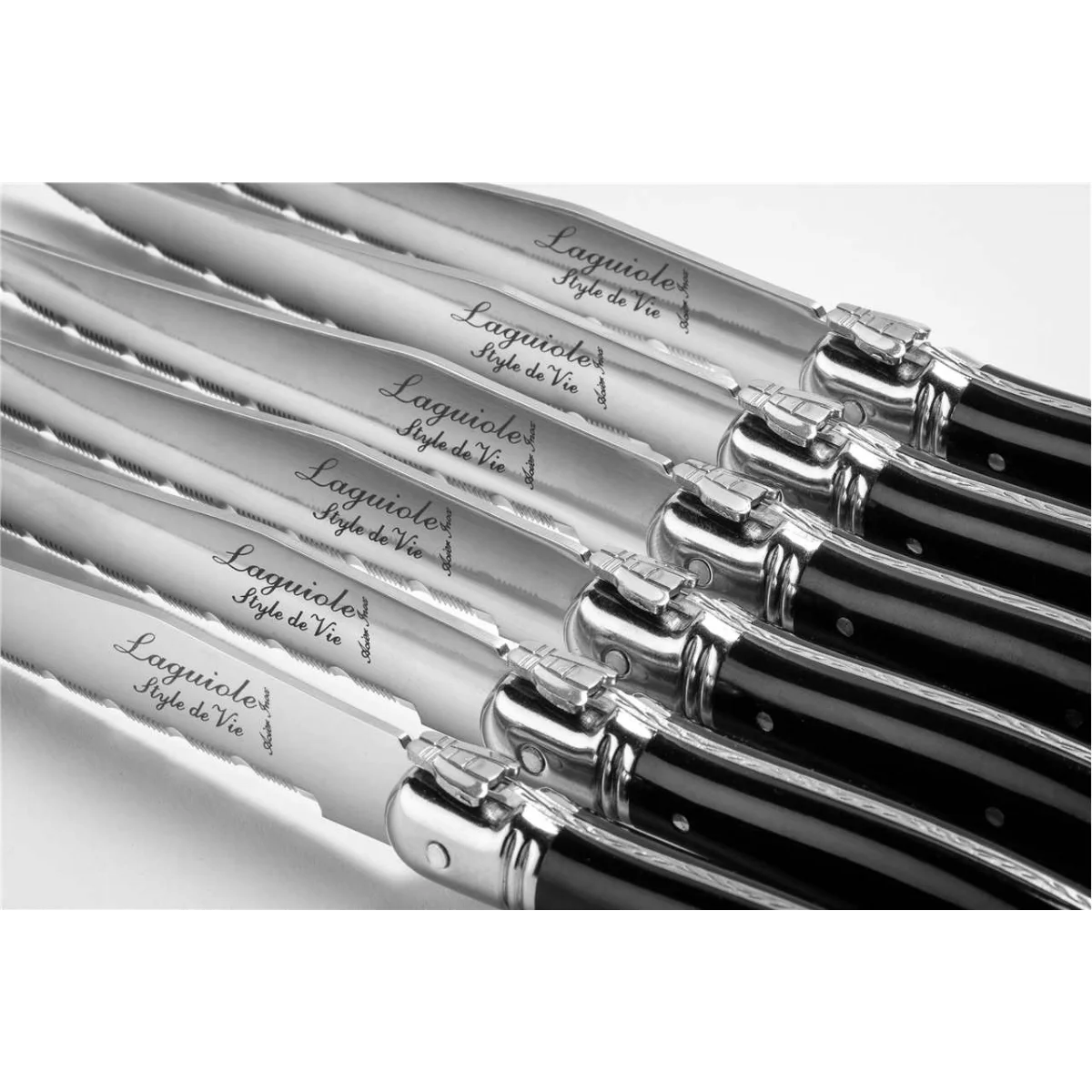 LAGUIOLE Premium Steak Knives, Dark Wood, 6-Piece Block Set