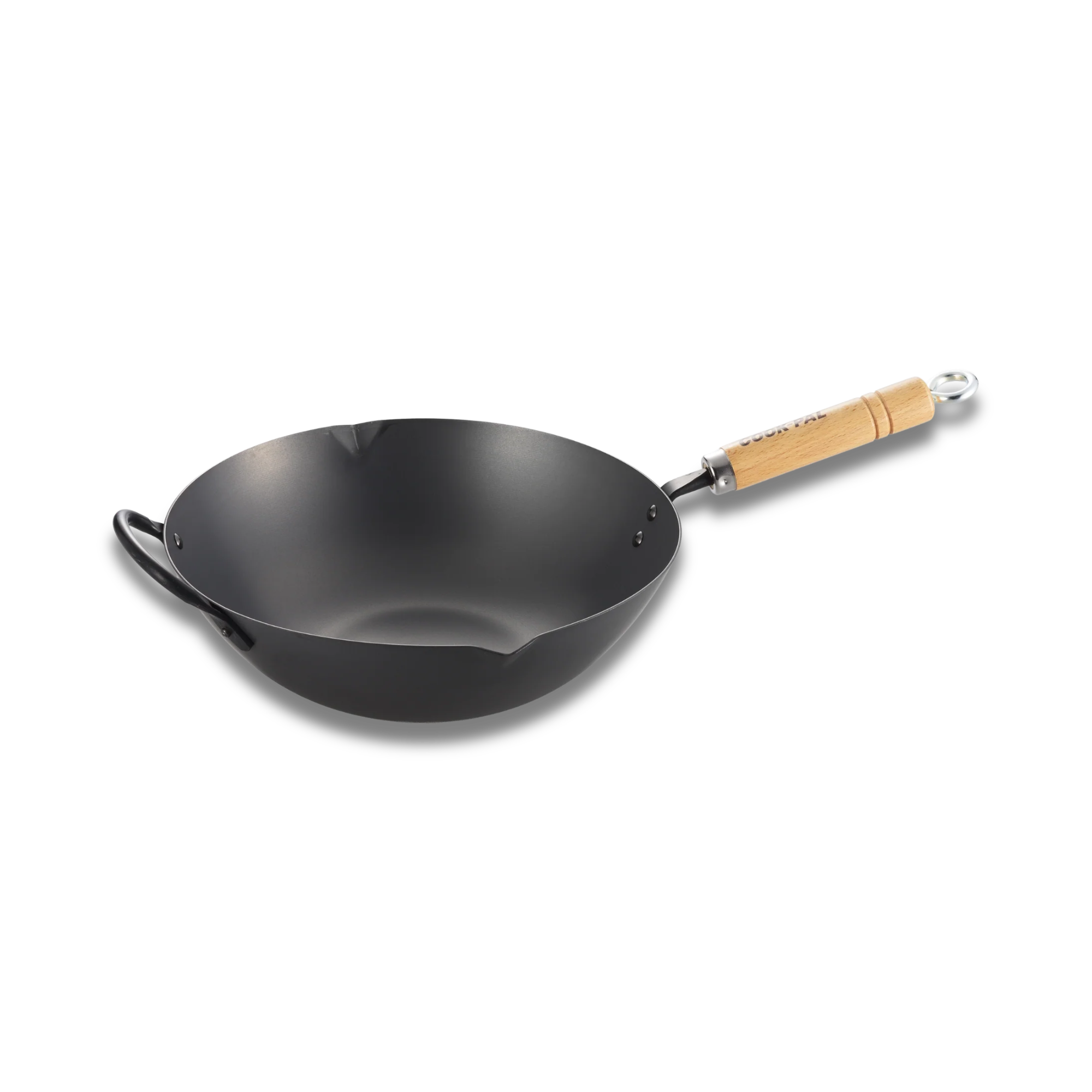 Yoshikawa Cook-Pal Ren Nitrided Carbon Steel Wok 30CM  On white back ground