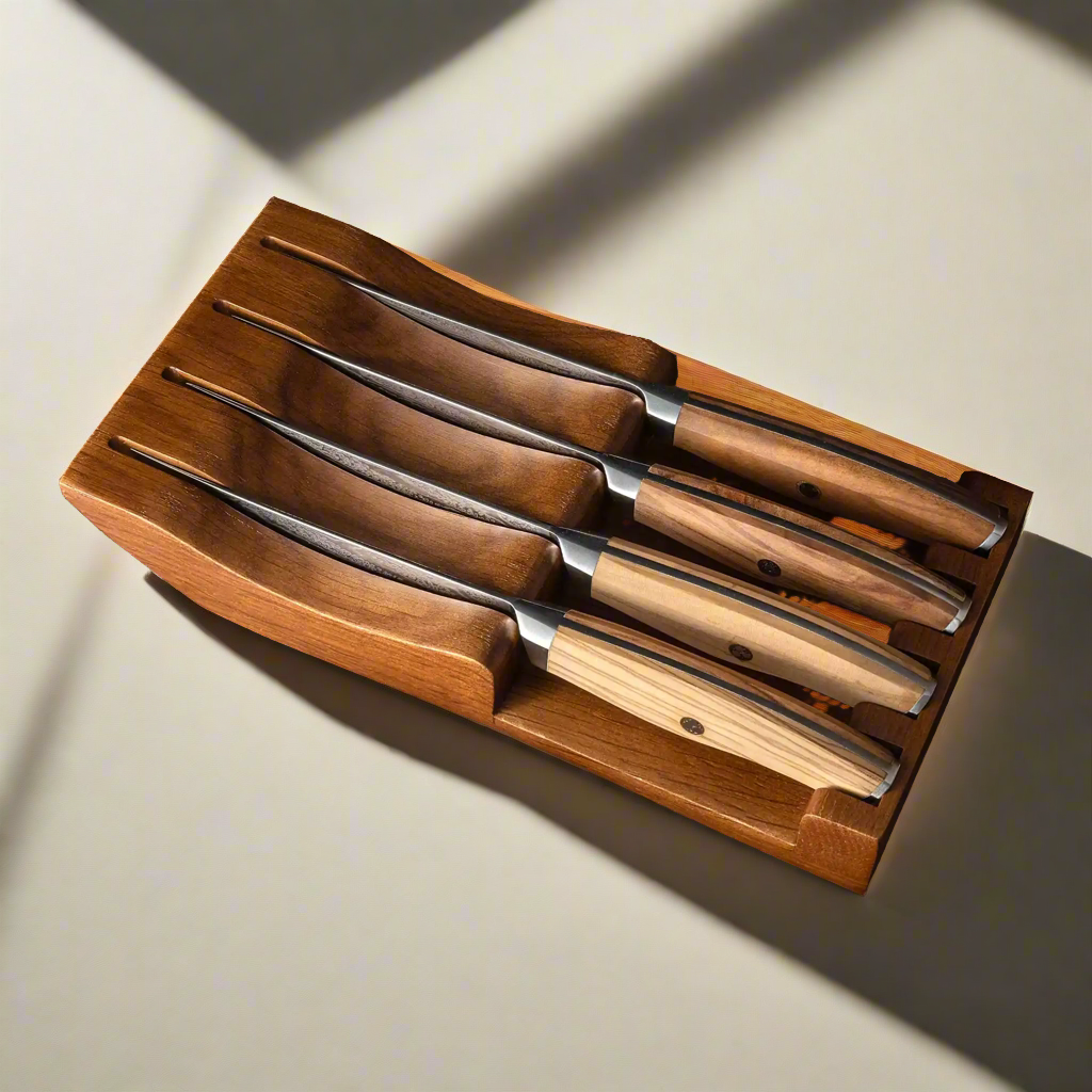 AMELIA Five | Essential VG10 Damascus Steel Steak Knife set