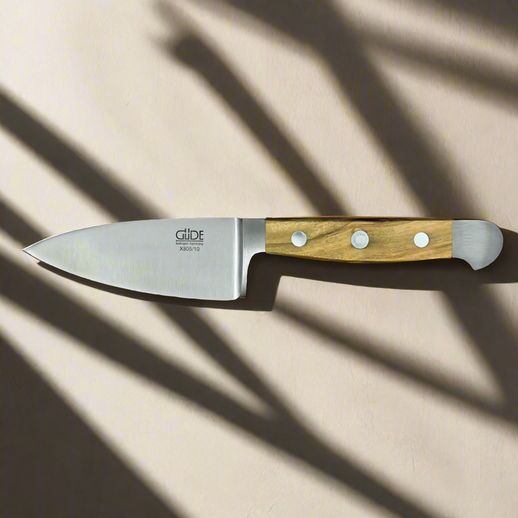 ALPHA OLIVE |  Hard Cheese Knife 4" Blade | Forged Steel / Olive wood handle