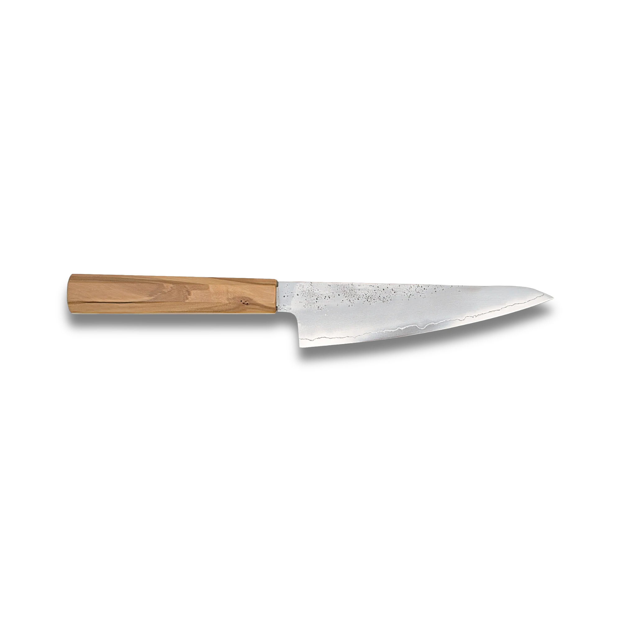 Ginrei Silver 3 Nashiji Kudamono Knife 150mm with olive wood handle for precision kitchen prep.