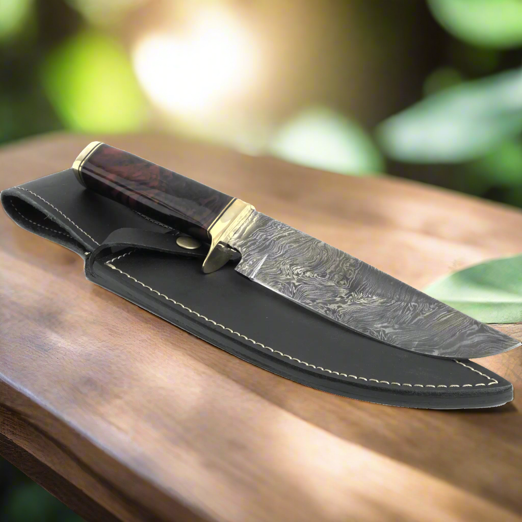 Haruto-II Bowie Knife with acrylic resin handle and leather sheath