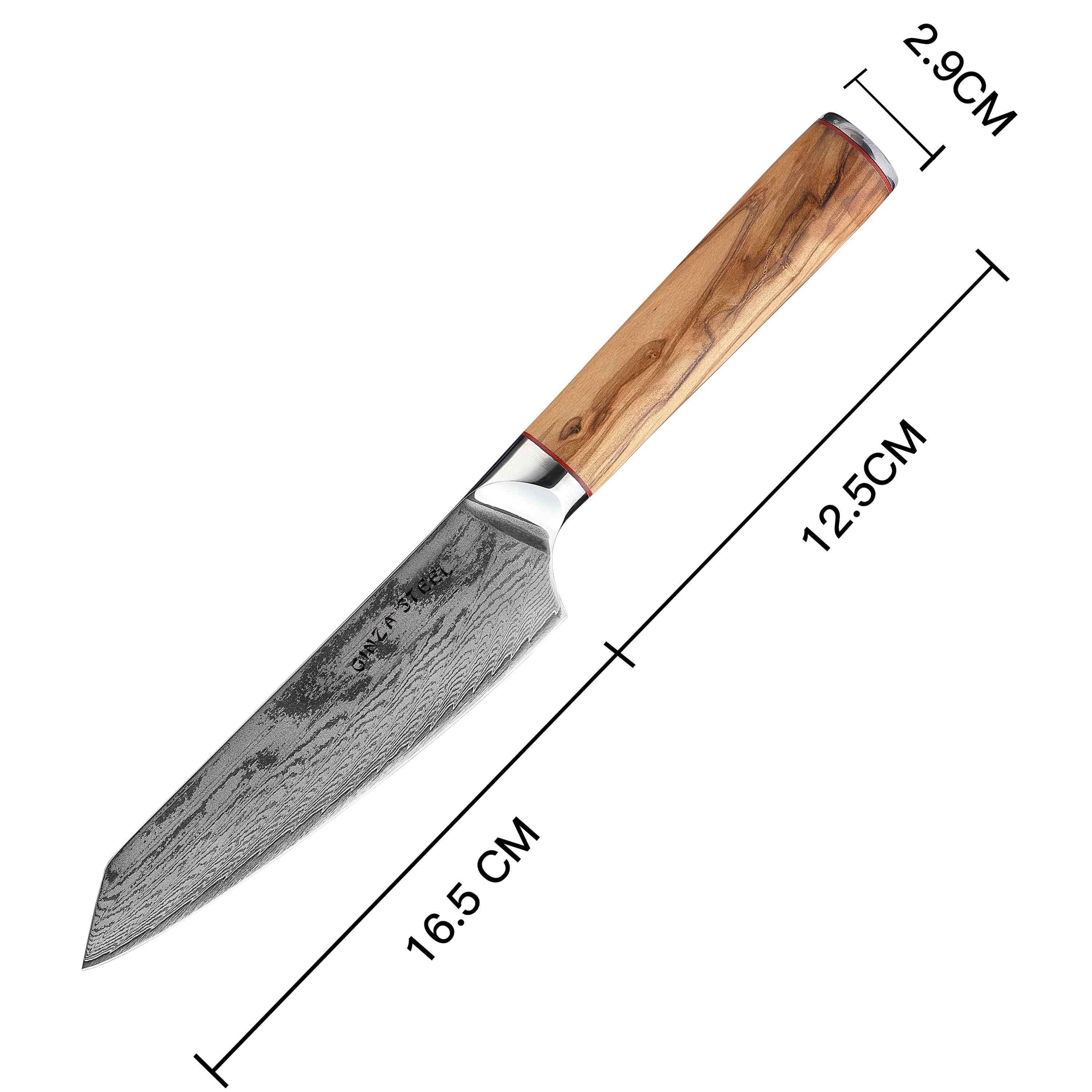 MIA 17 Chef Knife 6.5 " Damascus AUS10 Steel 67 Layer/Italian Olive Wood Handle