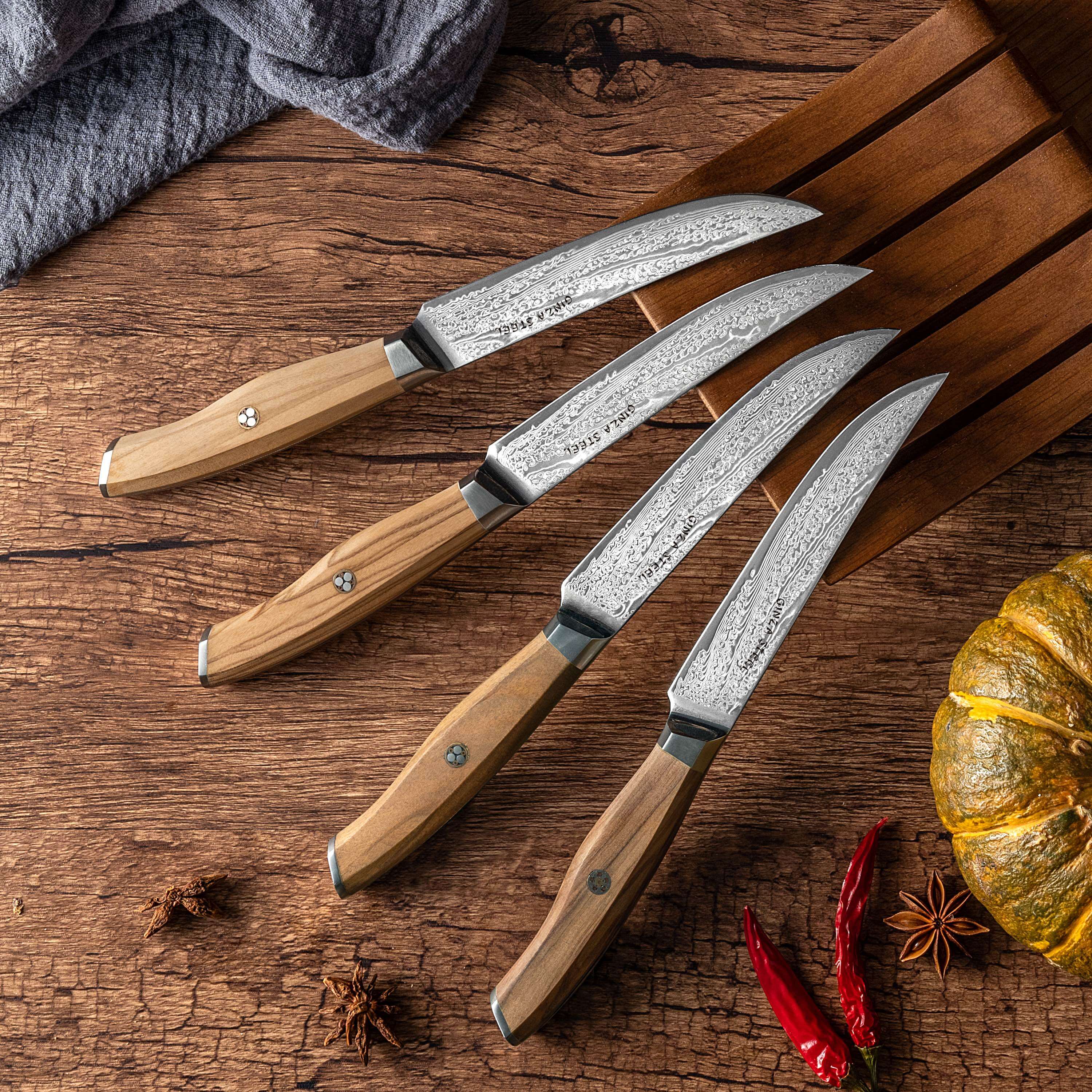 AMELIA Five | Essential VG10 Damascus Steel Steak Knife set