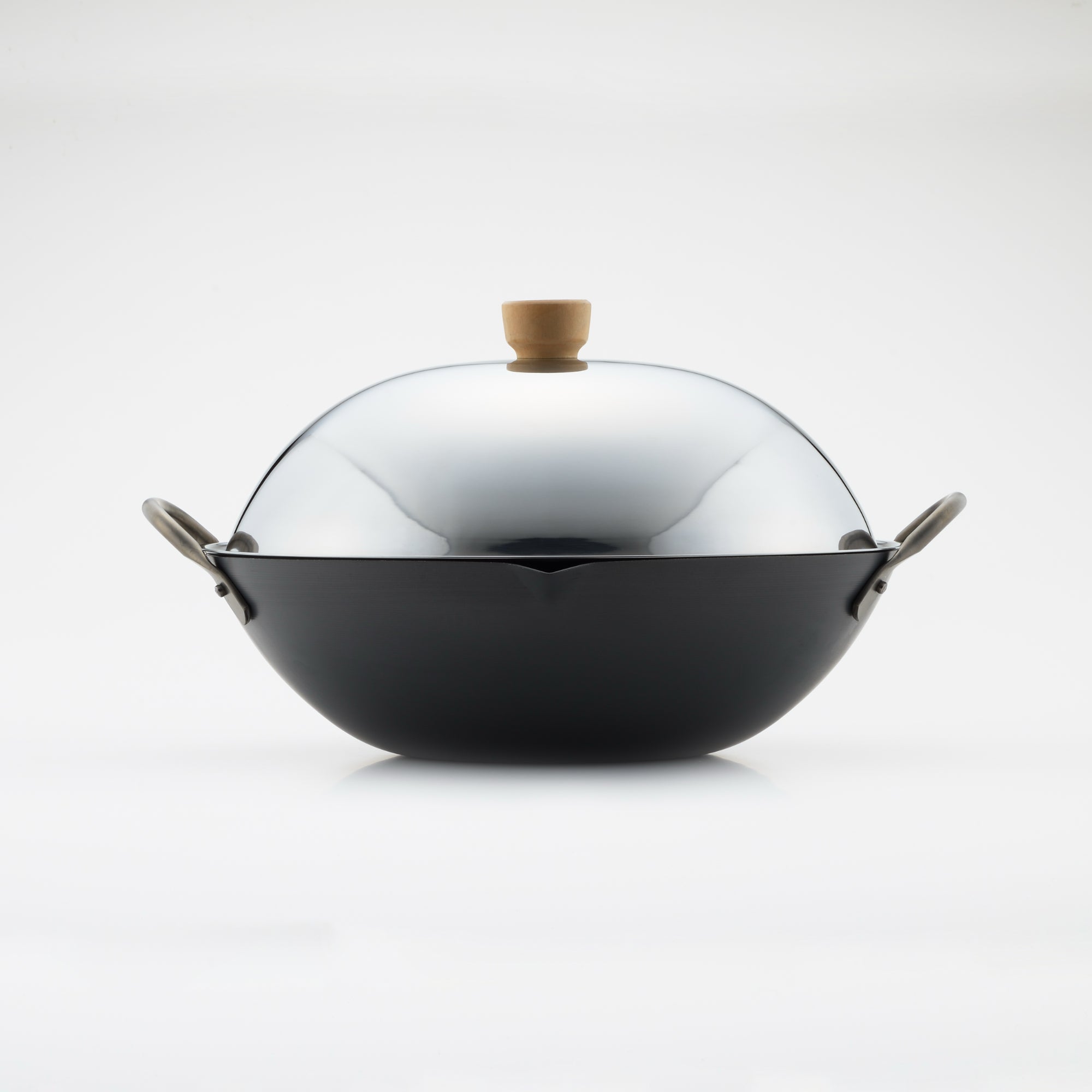 Yoshikawa Cook-Pal Ren 36cm Guangdong Wok with Stainless Steel Lid – Hand-Forged in Japan