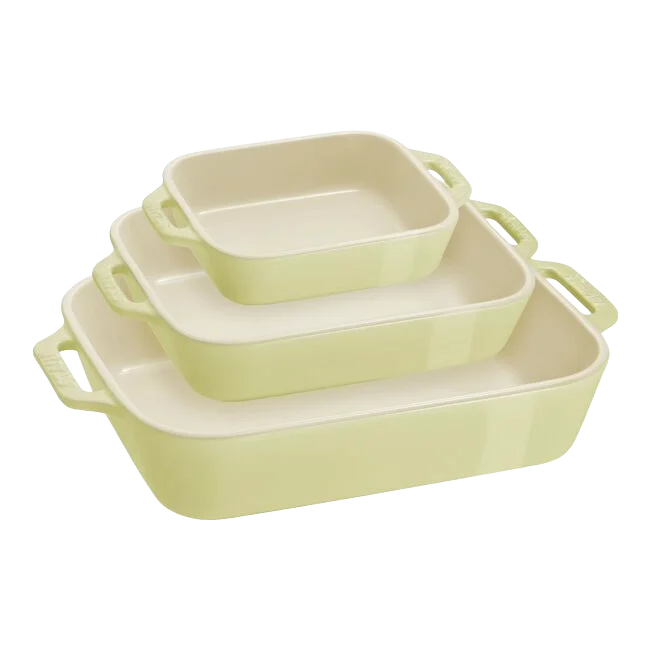 STAUB Macaron Baker Set – 3-Piece Rectangular Pastel Stoneware