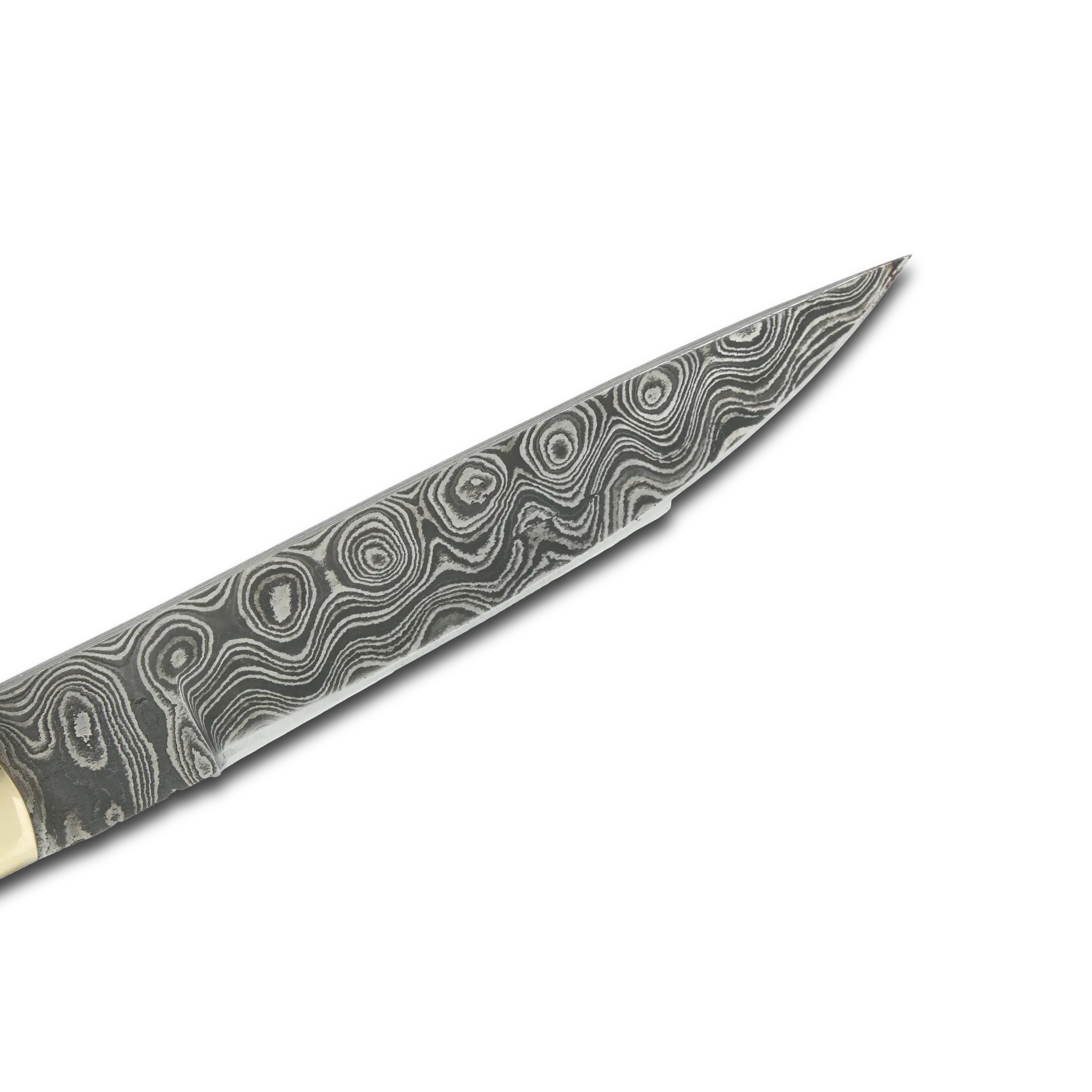 Couteau AKARI Skinner 8" avec manche en corne de cerf et étui en cuir d'origine
