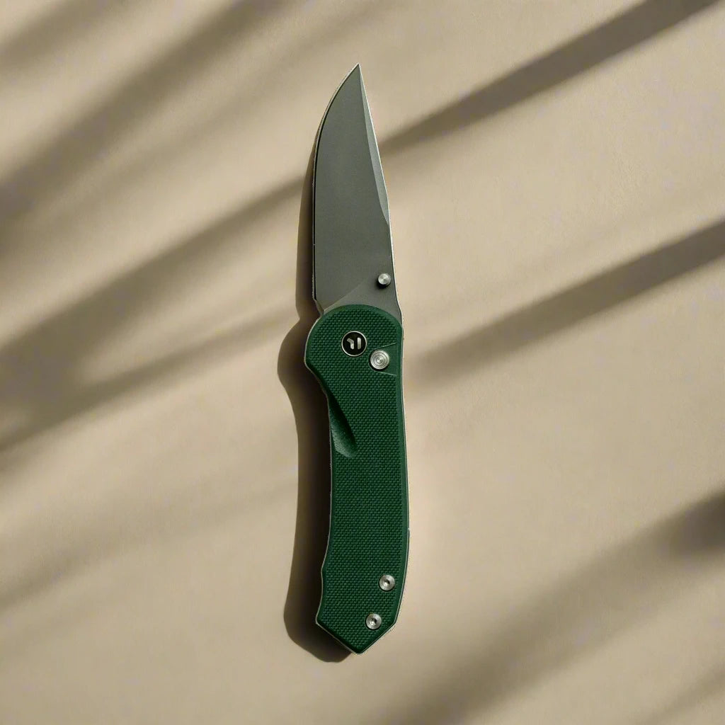 Quick Clip Folding Knife - 14C28N Steel, Military Green G10