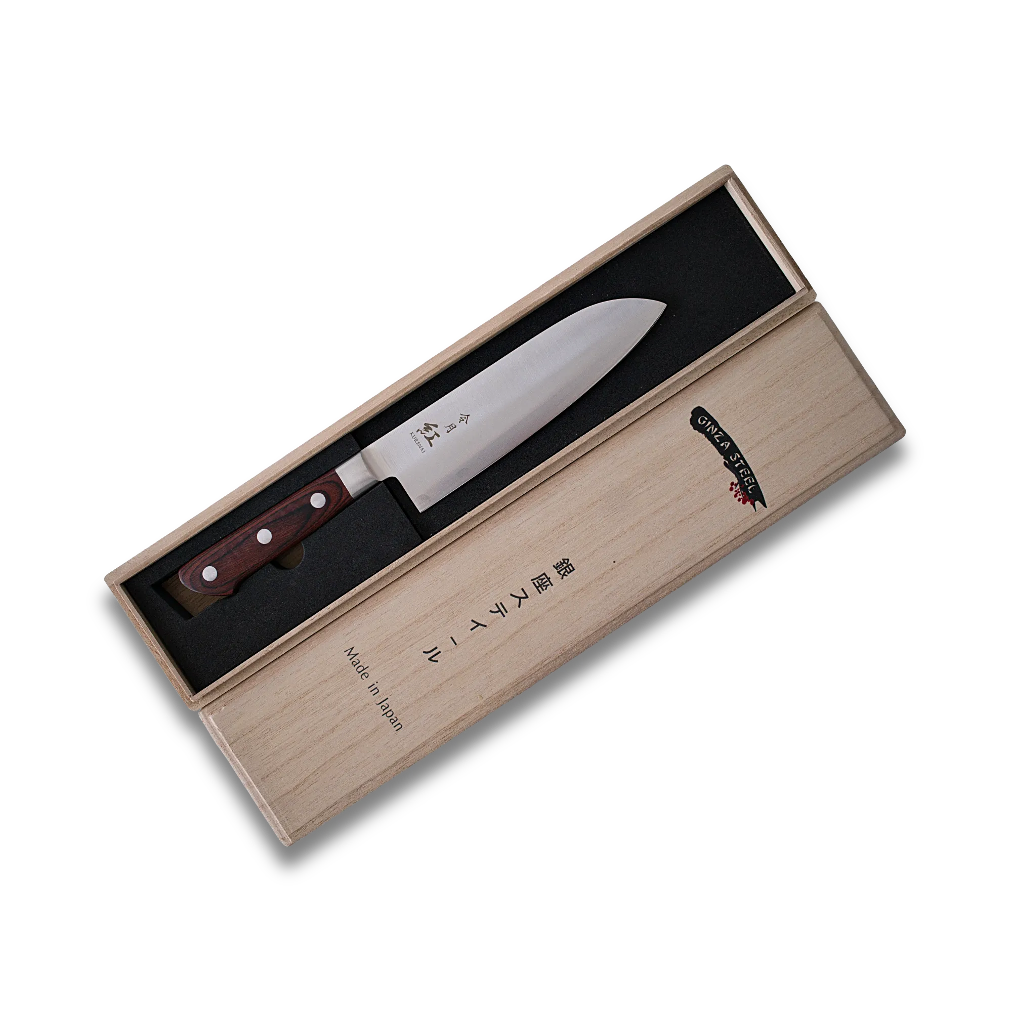 Ginza Steel Kurenai Santoku Knife 170mm - Molybdenum Vanadium Steel