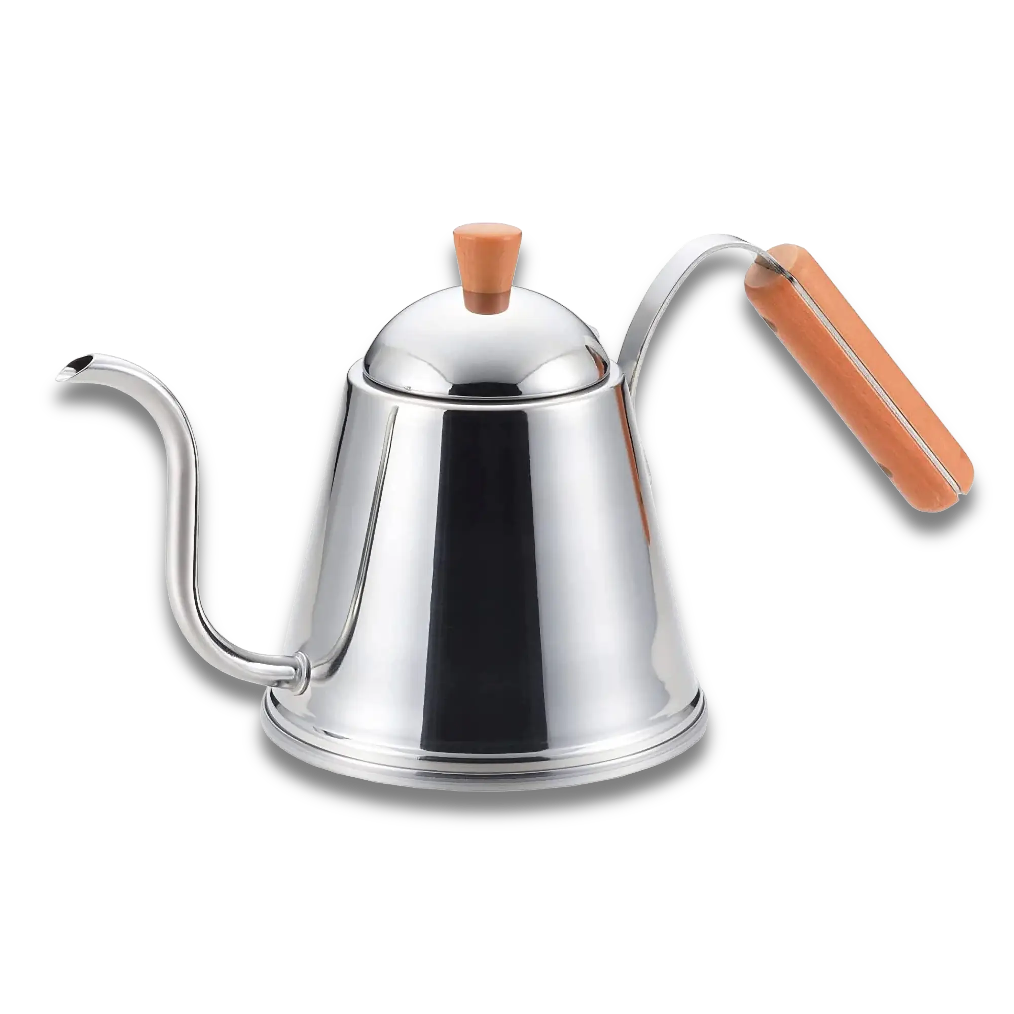 Yoshikawa Café Time stainless steel Japanese pour-over coffee kettle with wooden handle, made in Tsubame, Niigata, Japan.