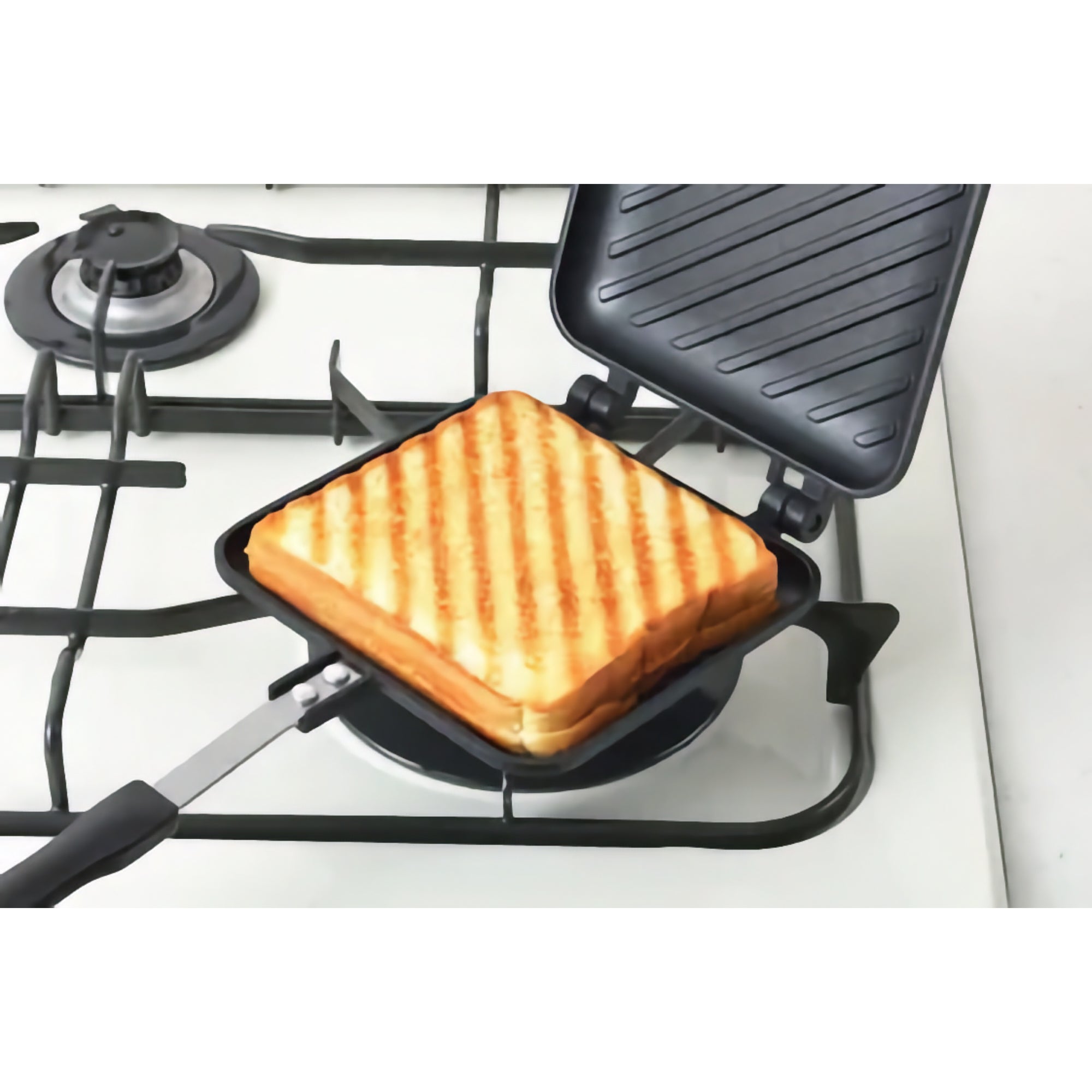 Yoshikawa Japanese Stovetop Sandwich Maker – Non-Stick Panini Press (Gas Stove Only)