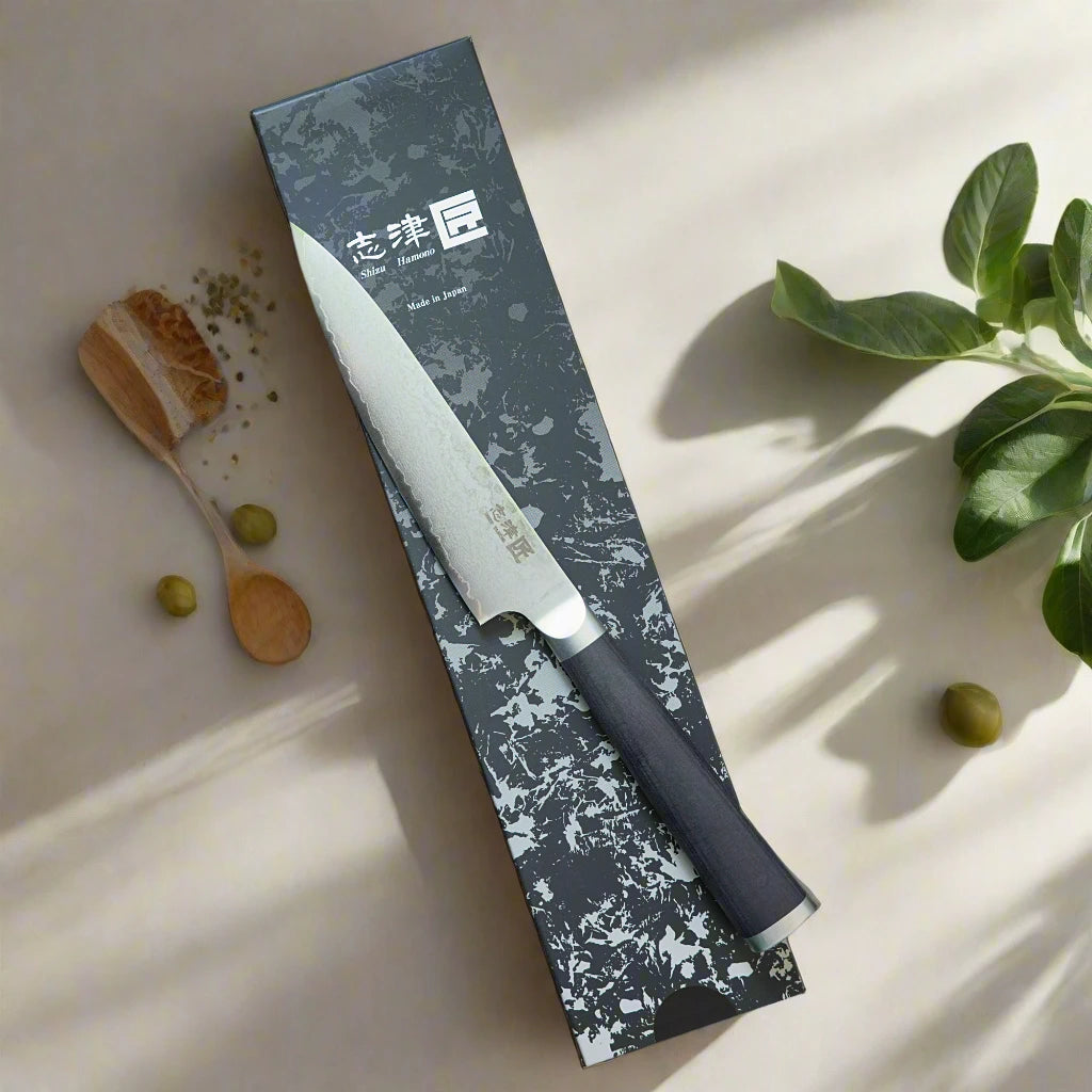 Miyako SUS 130mm Petty Knife - 33 Layer Damascus Steel Blade – Made in Japan