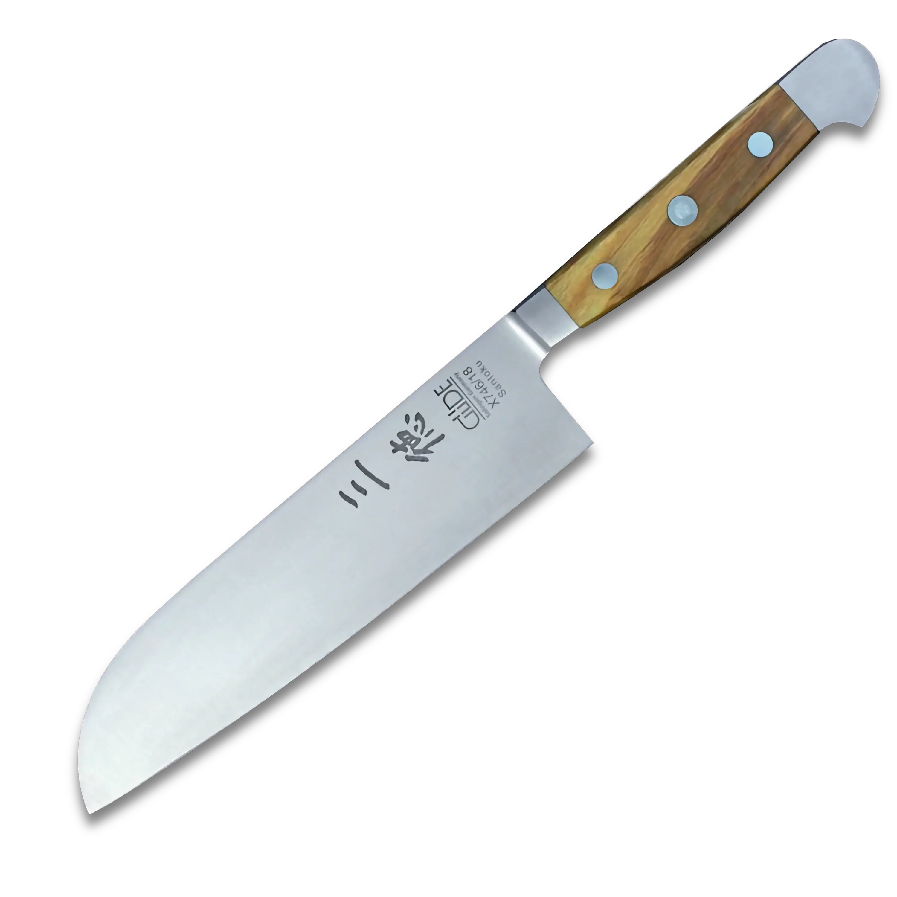 ALPHA OLIVE | Santoku Knife Smooth Blade 7 inch | Forged Steel / Olive wood handle