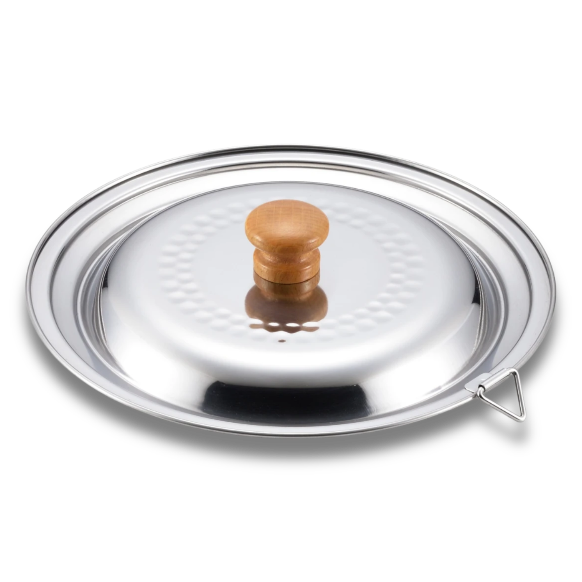 Yoshikawa Yukihira Stainless Steel Lid with wooden knob for 20-22 cm pots, durable and lightweight design.