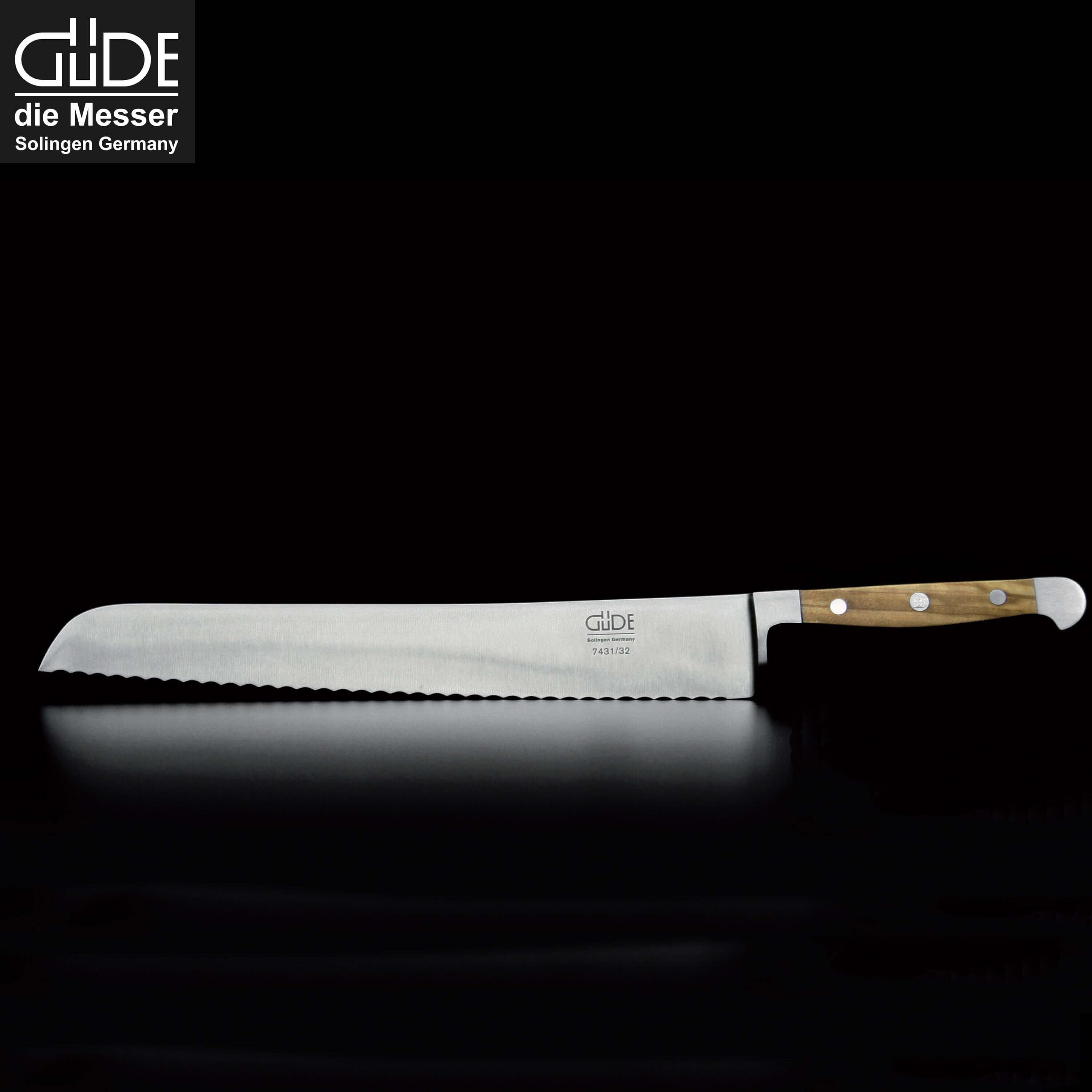 ALPHA OLIVE | Bread Knife Franz Dude 12.5 " Right hand version | Forged steel / Olive Wood Handle