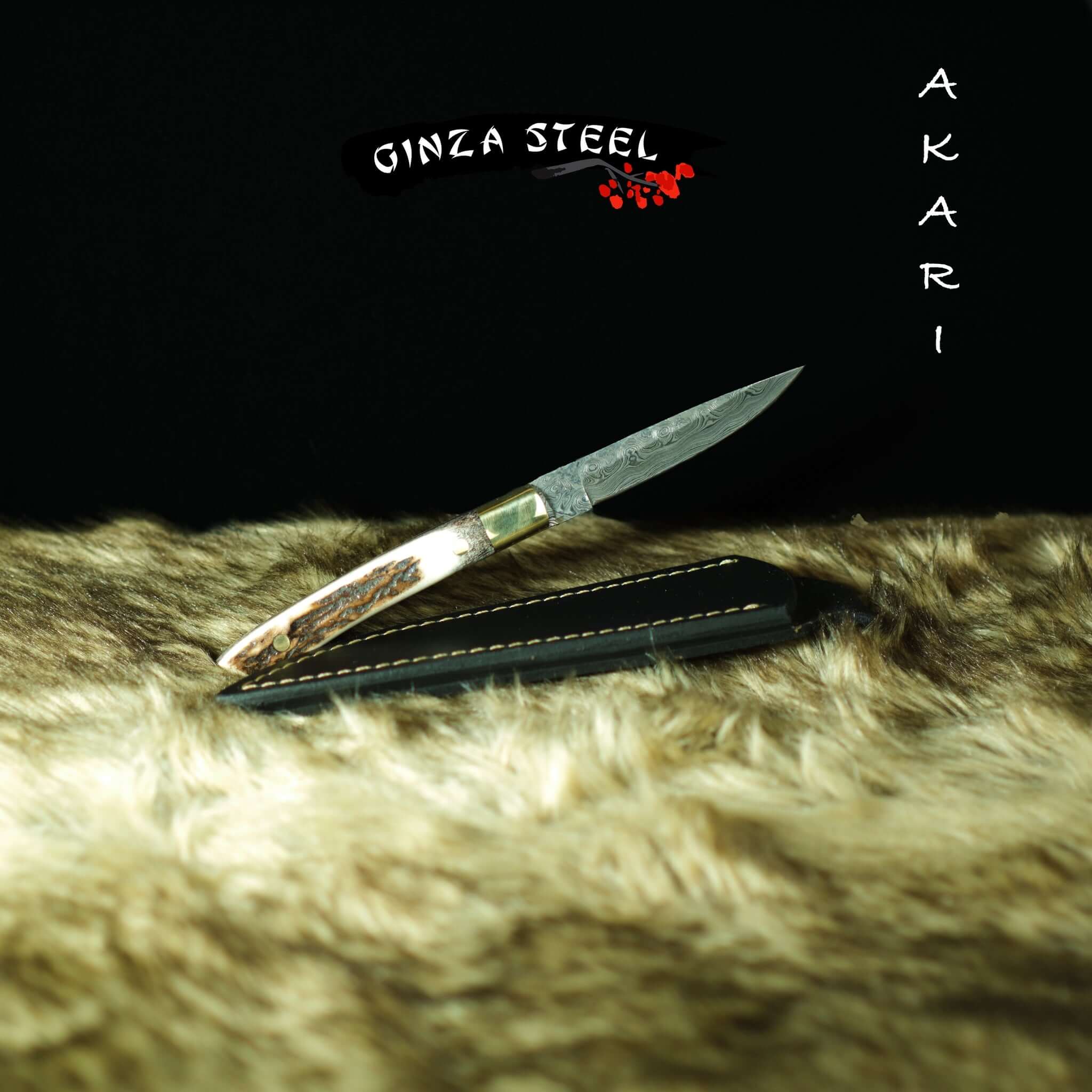 Ginza Steel Damascus steel Akari skinner knife