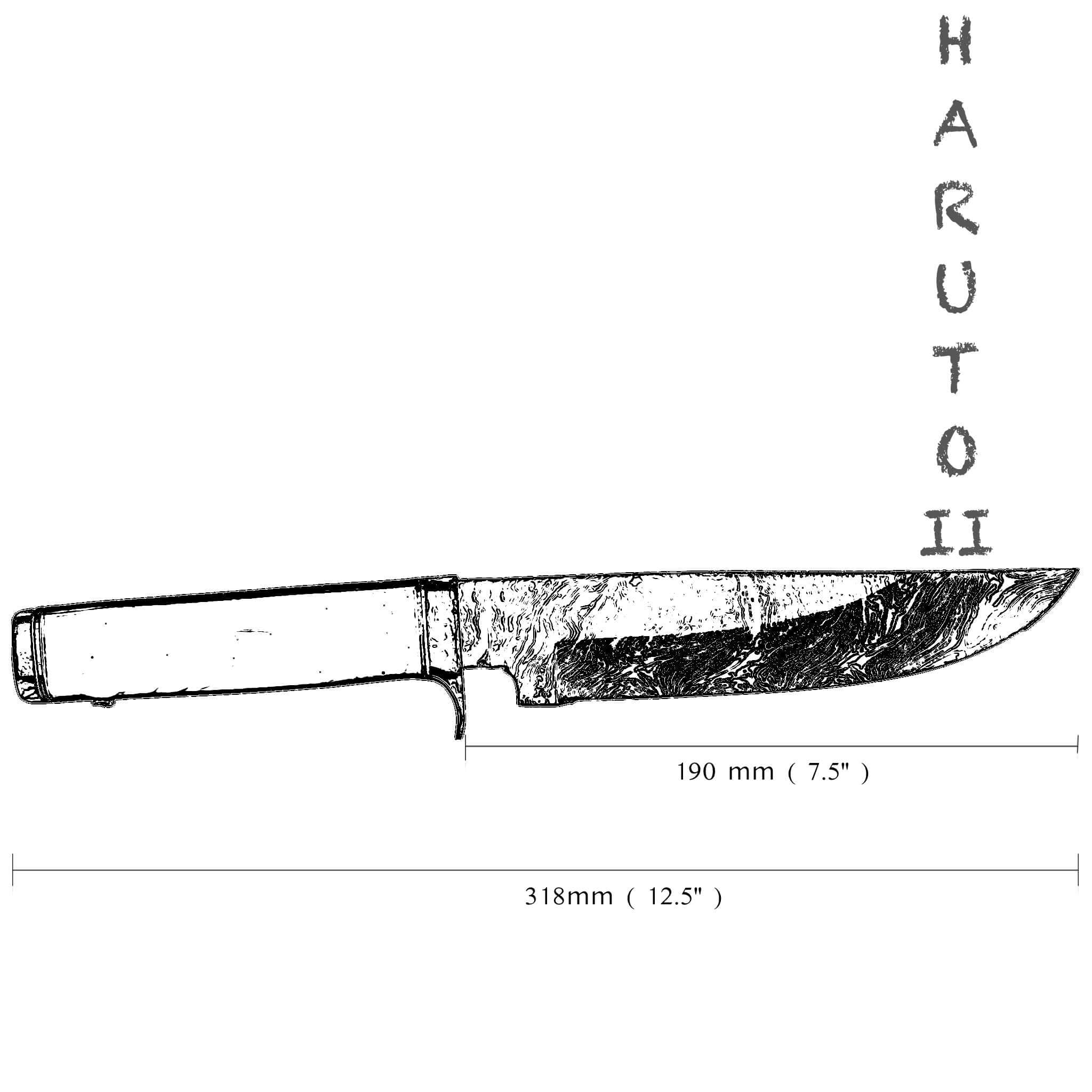 Couteau Bowie Haruto-II 13" avec étui en cuir d'origine