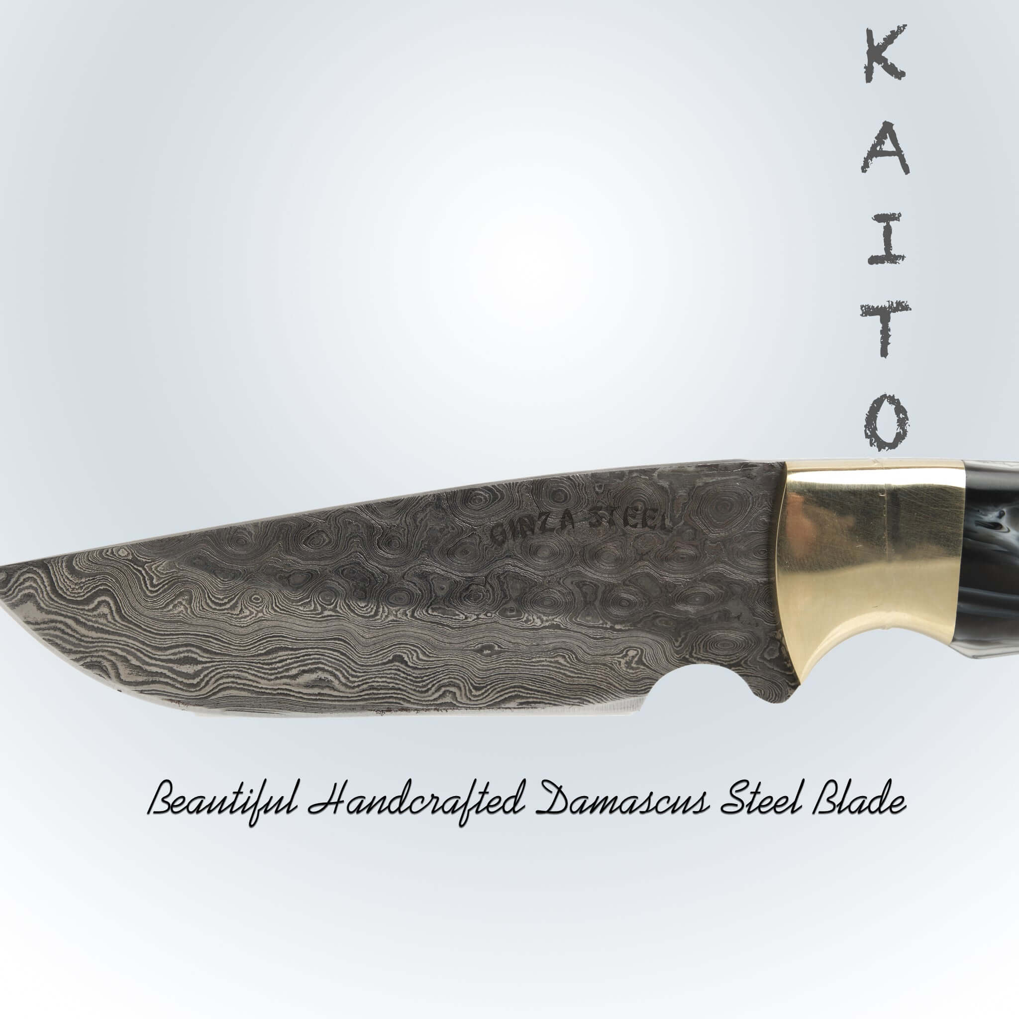 Kaito Damascus Steel Skinner Knife 4 inch blade with Original Leather Sheath