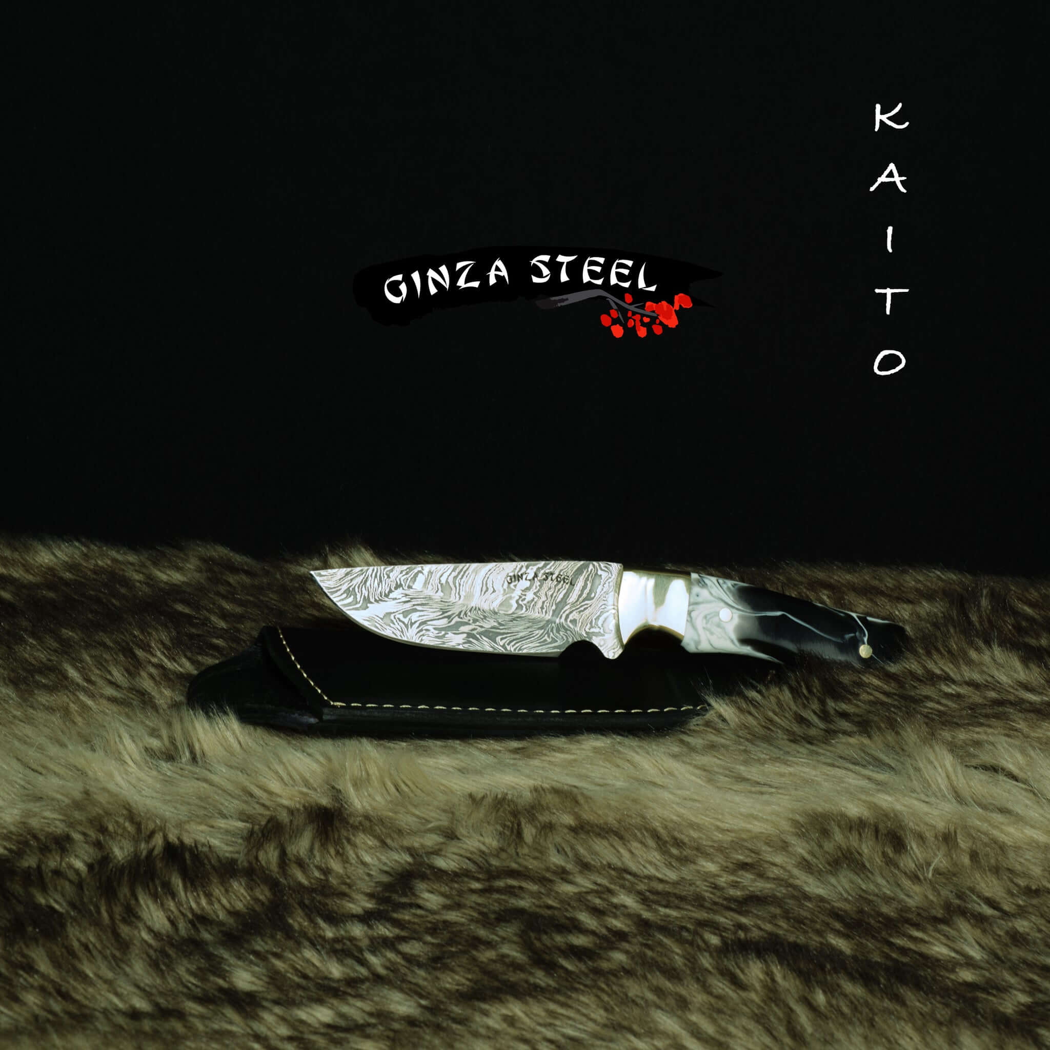 Ginza Steel Kaito Damascus Steel Skinner Knife