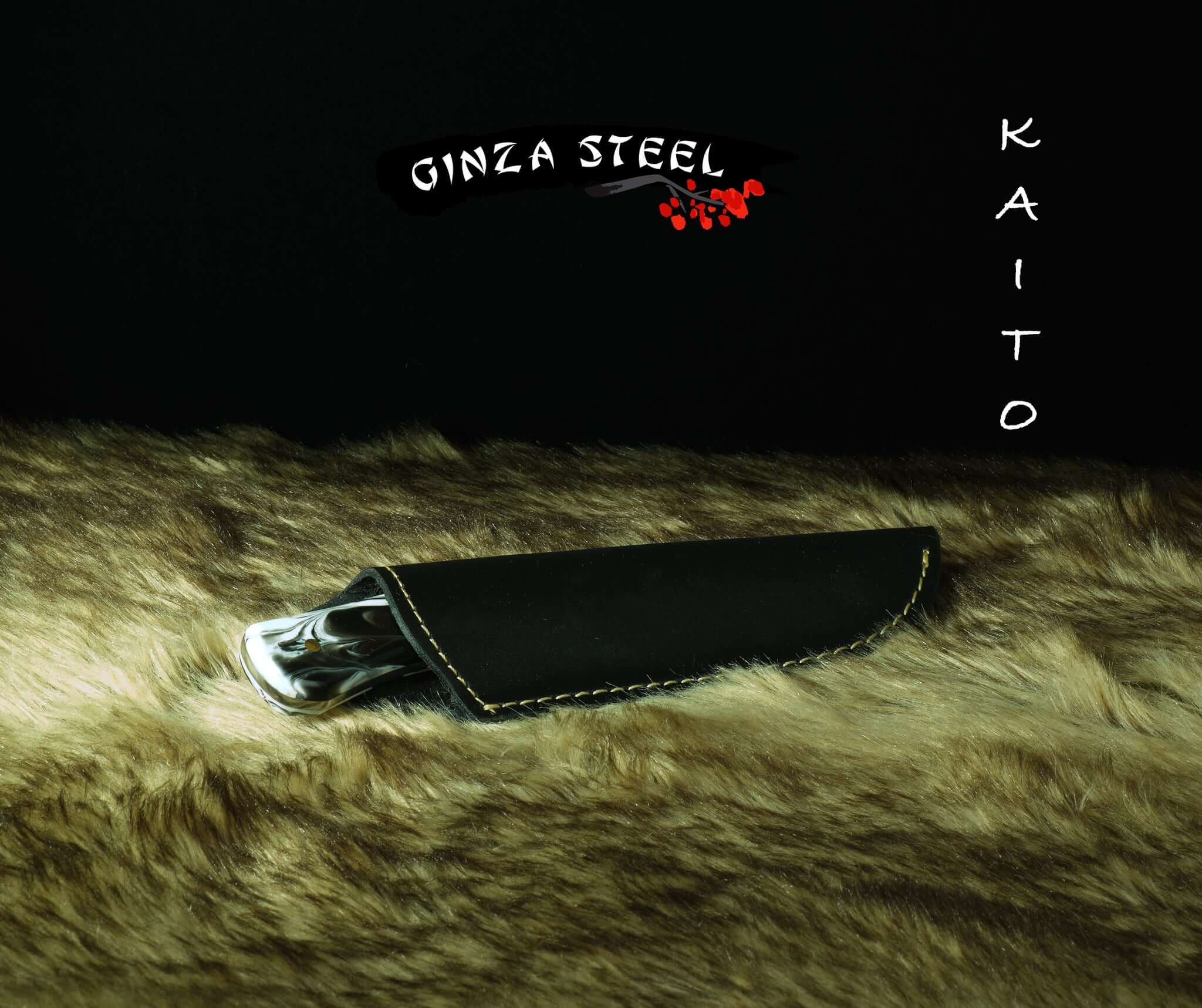 Kaito Damascus Steel Skinner Knife 9" avec gaine en cuir d'origine