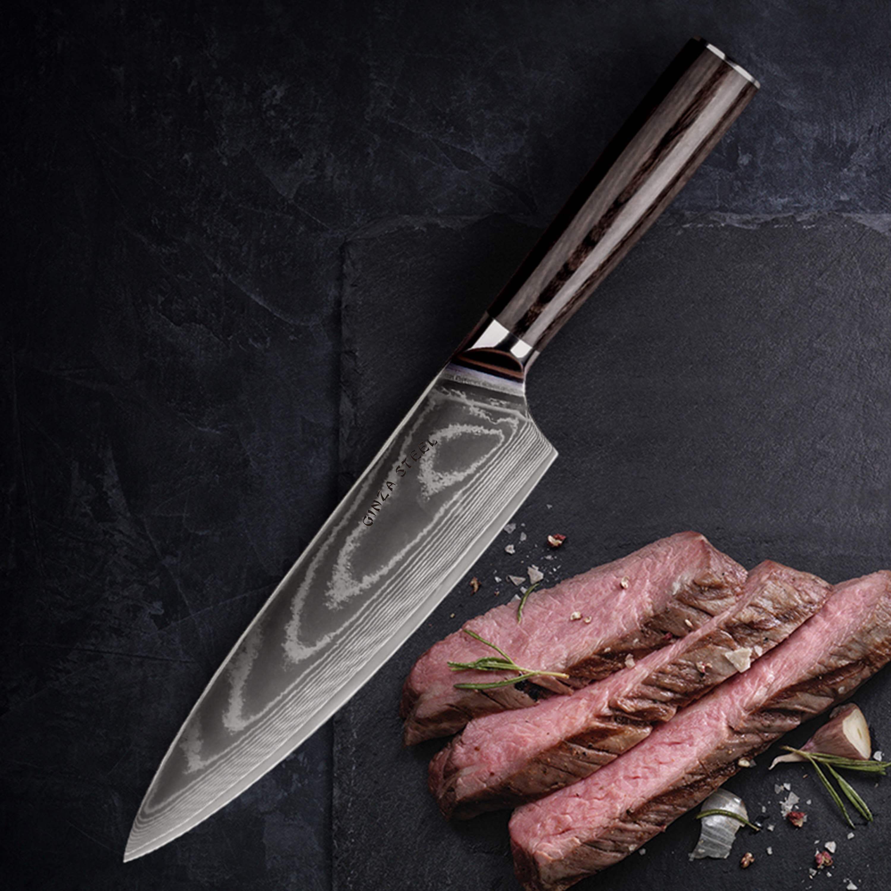 LUCIA 20 | Chef Knife 8Cr18Mov Steel Core / Pakka wood handle