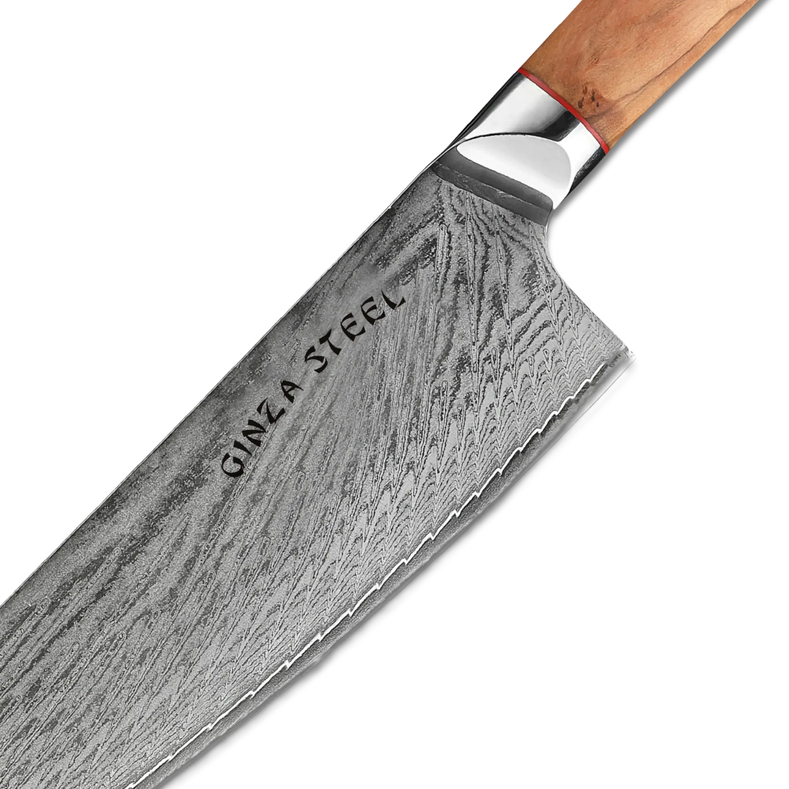 MIA 24 Couteau de chef 9" Acier Damas AUS10 67 couches/manche en bois d'olivier italien