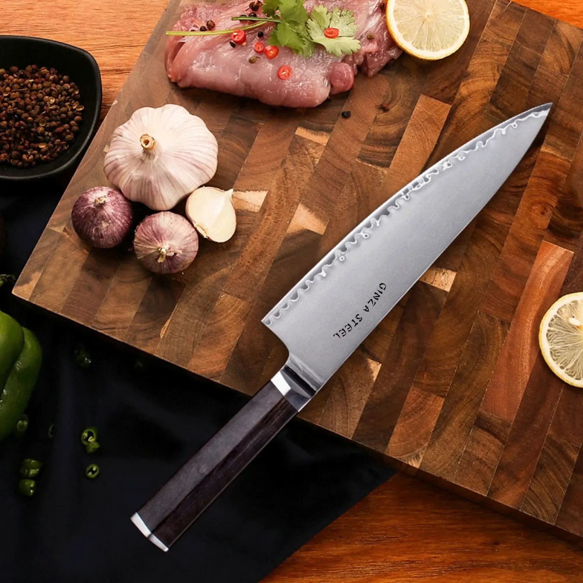 PORTIA 20 | Chef Knife 8" Damascus VG10 Steel / Ebony Wood handle
