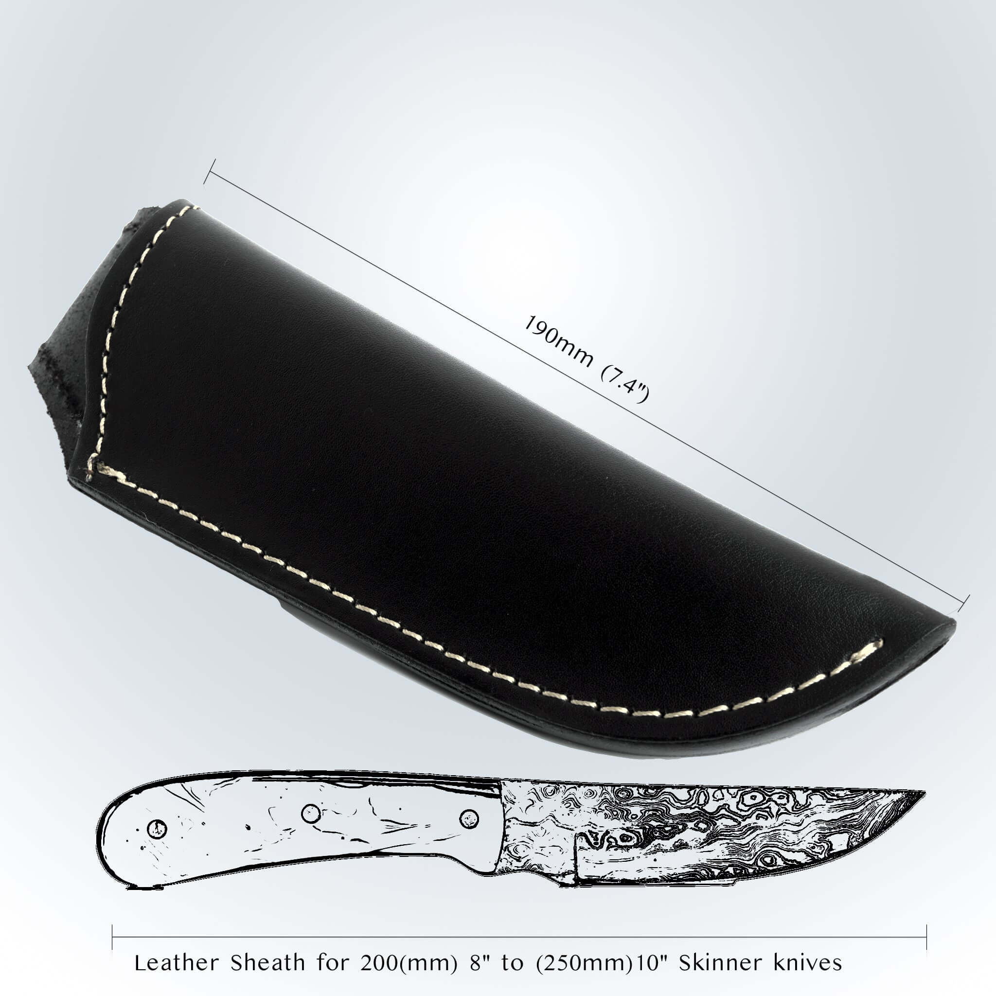 Ginza Steel Leather Sheath for Skinner Knife for sport knife size for sport knife