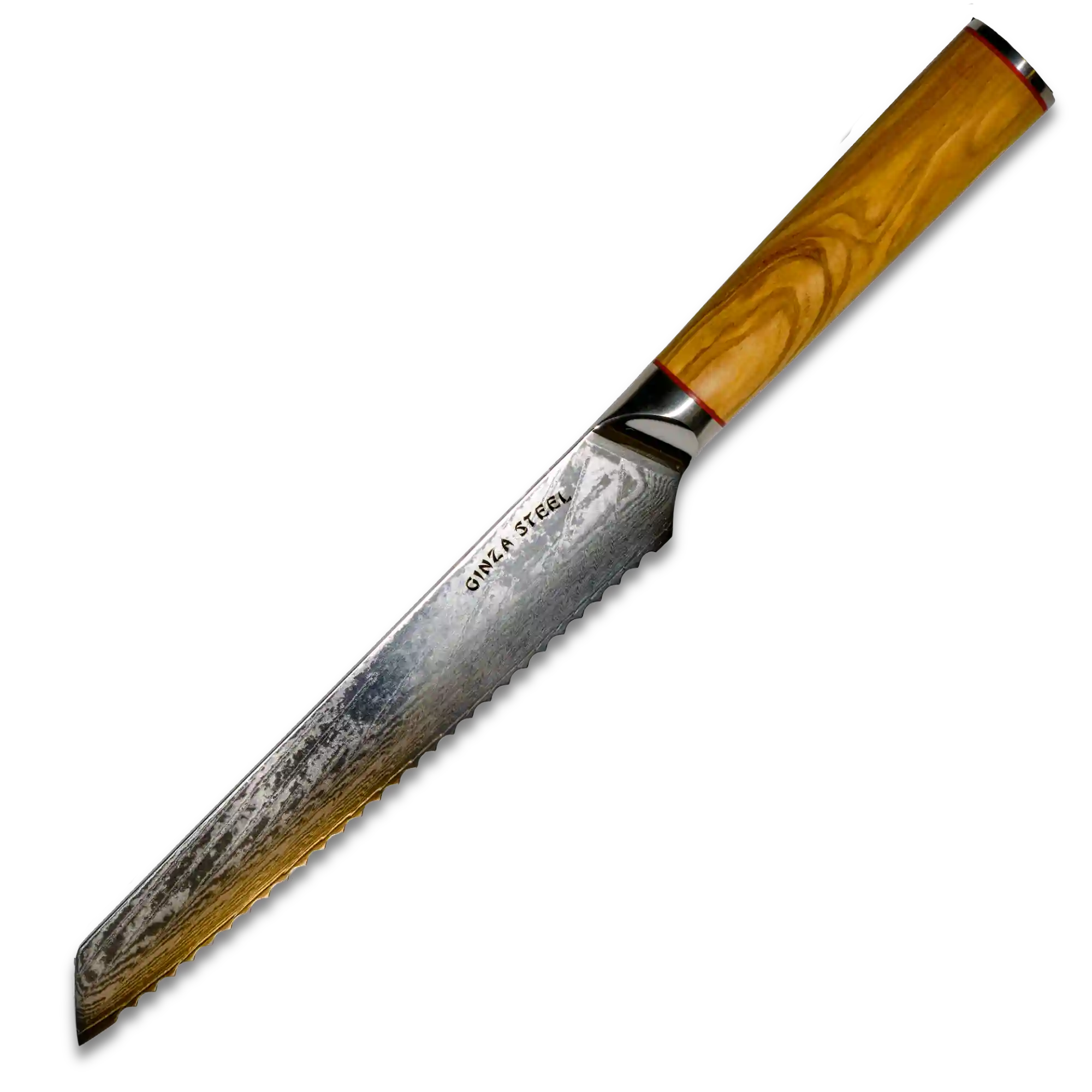MIA Z | BREAD KNIFE 8" Damascus AUS10 Steel 67 Layer / Olive Wood handle