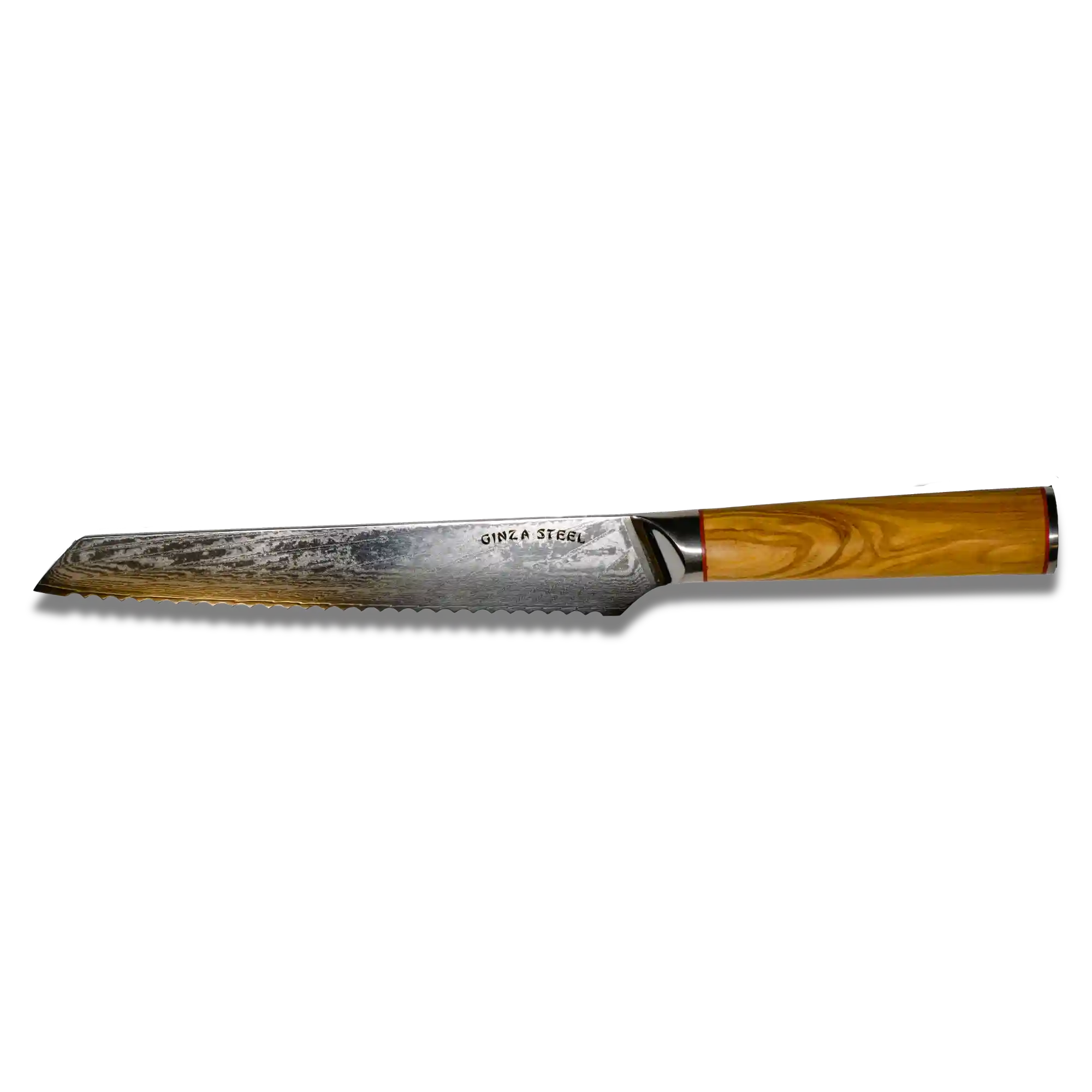 MIA Z | BREAD KNIFE 8" Damascus AUS10 Steel 67 Layer / Olive Wood handle