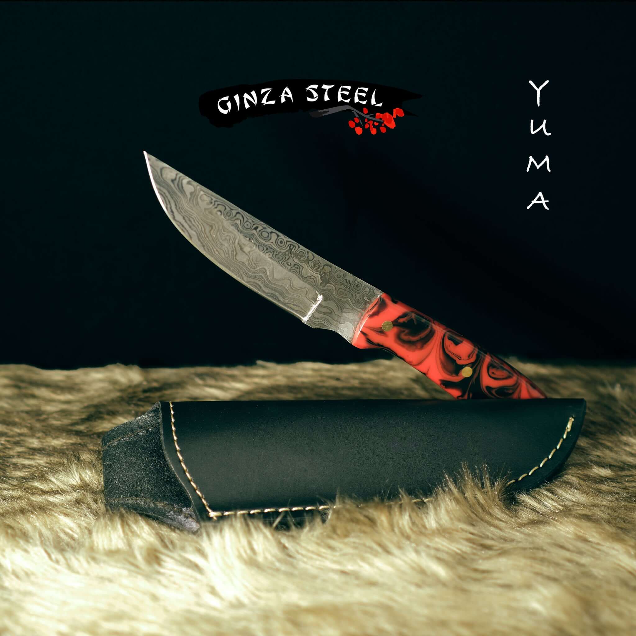 Ginza Steel YUMA Damascus Steel Skinner Knife